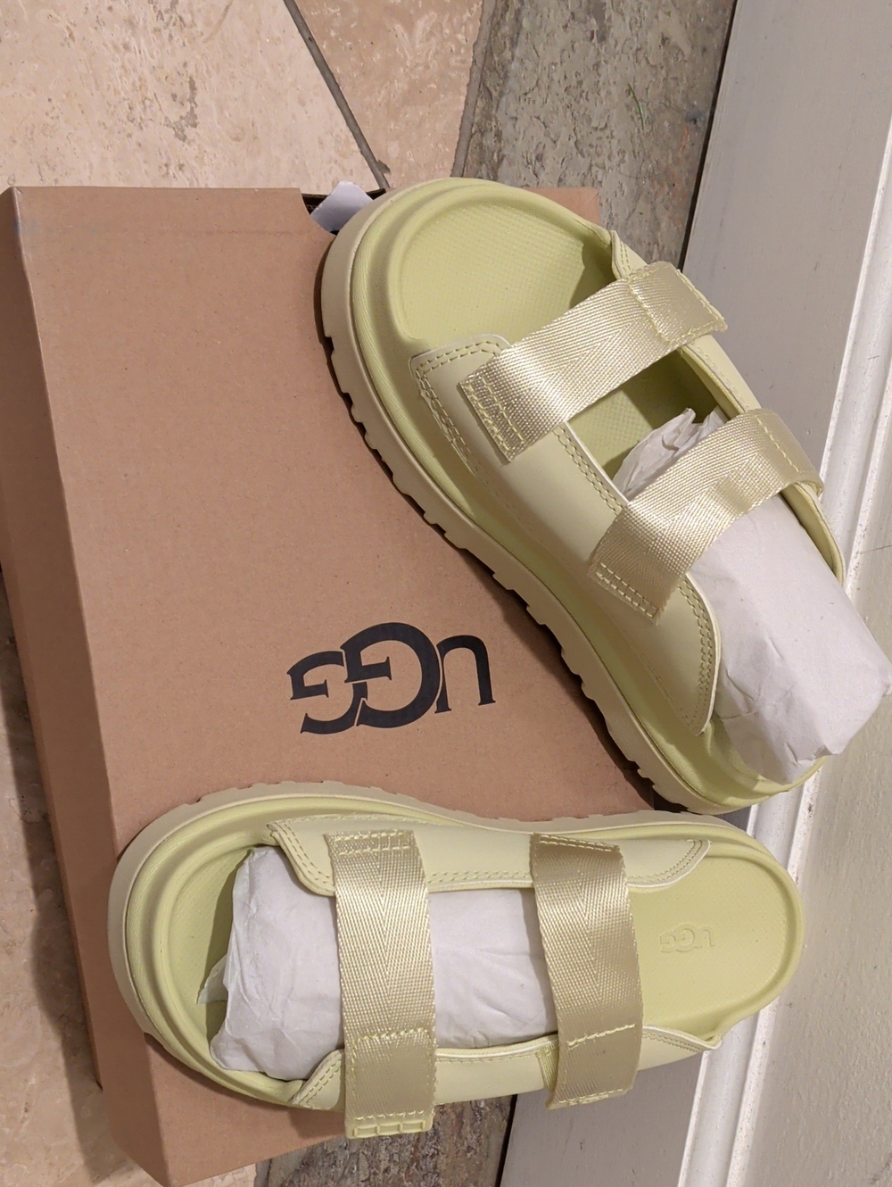 New UGG GoldenGlow Slide sandals
